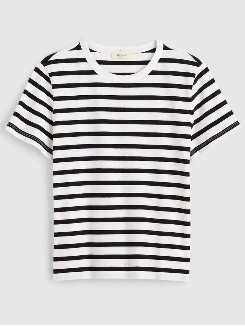 NWOT Madewell The Perfect Crewneck Tee Allday Jersey Striped Black White Medium